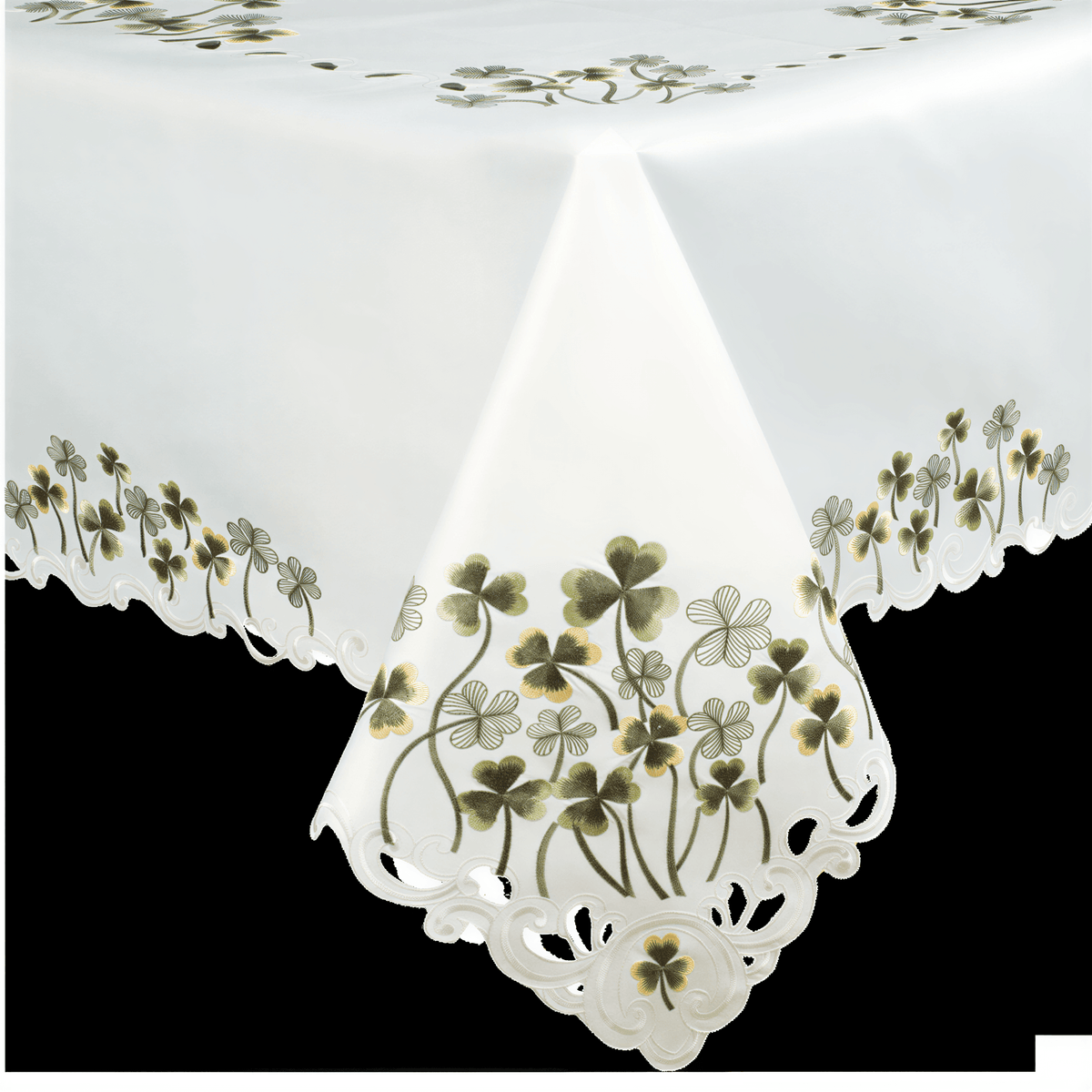 European Embroidered Table Topper – Rustic Vintage Polyester Linen Cover 60x120 Inches