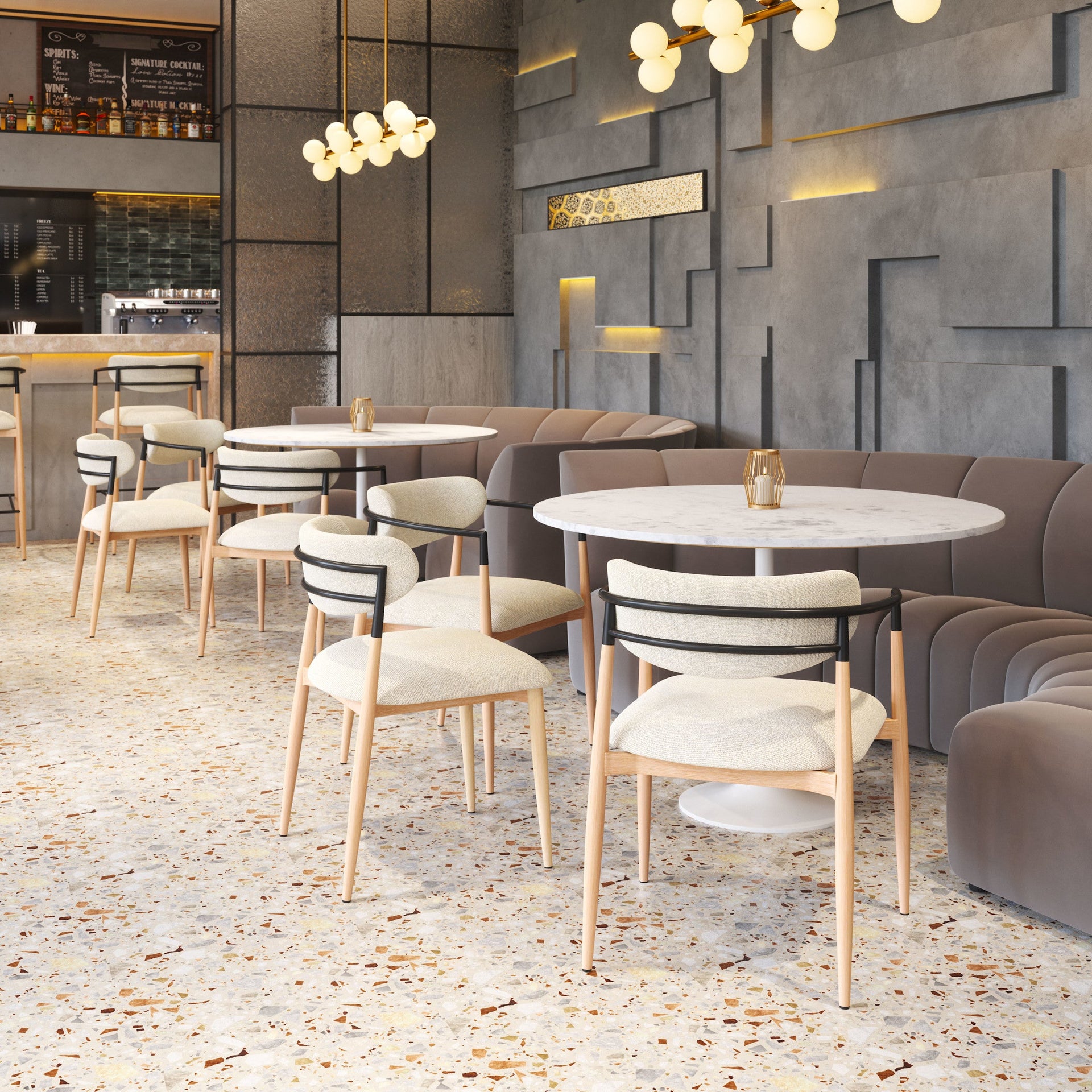 Equinox Armless Dining Chair (Set of 2) Oyster Gray & Natural