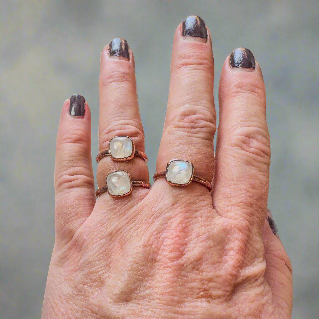 Copper Moonstone Ring - A Gentle Embrace Of Intuition | By Blackbird & Sage