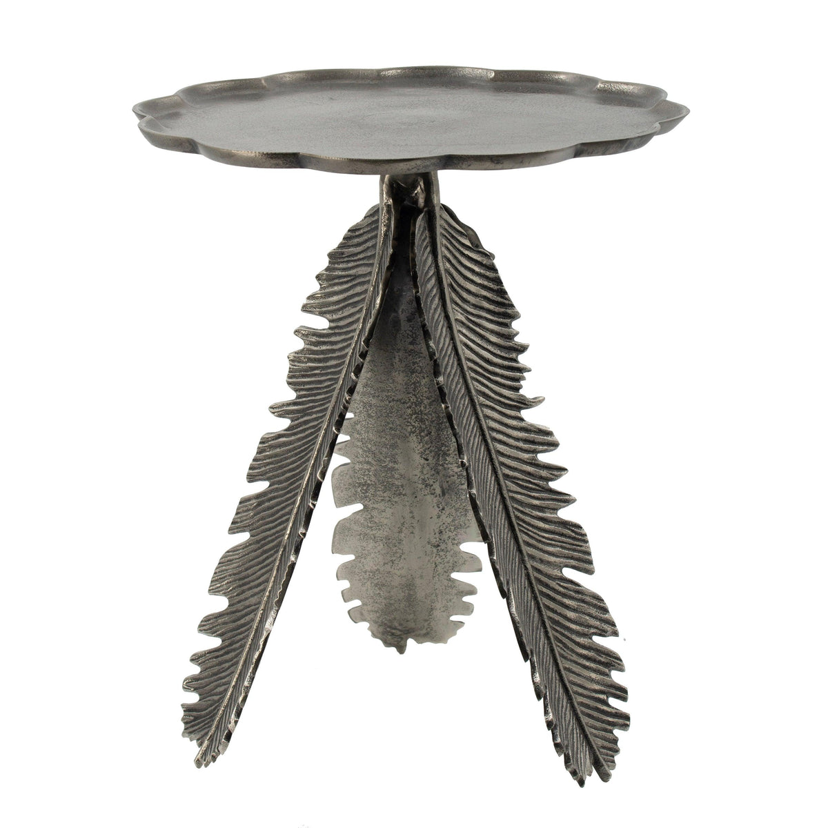 Silver Leaf Antique Aluminum Accent End Table