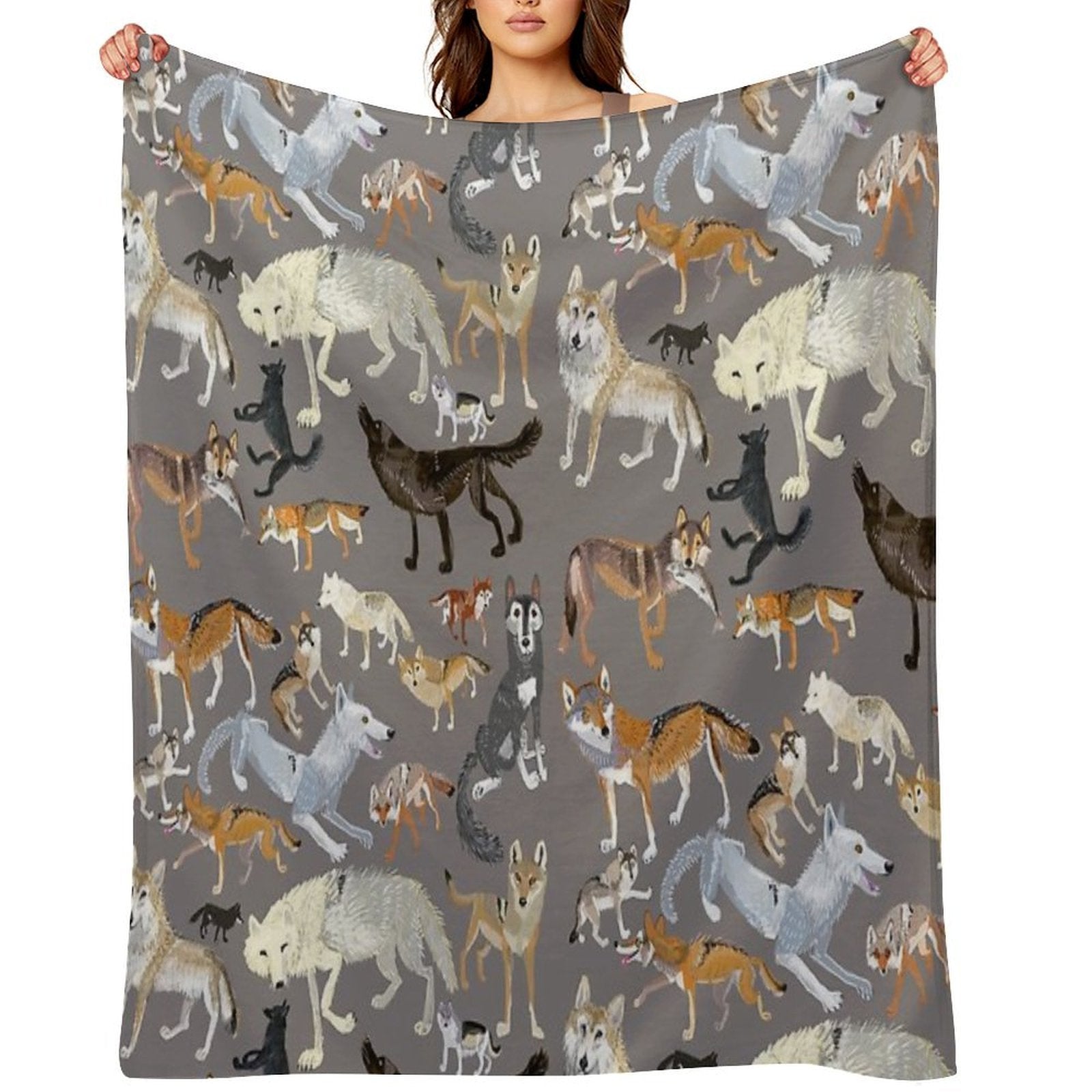 Wolves of The World  Grey Durable Throw Blanket