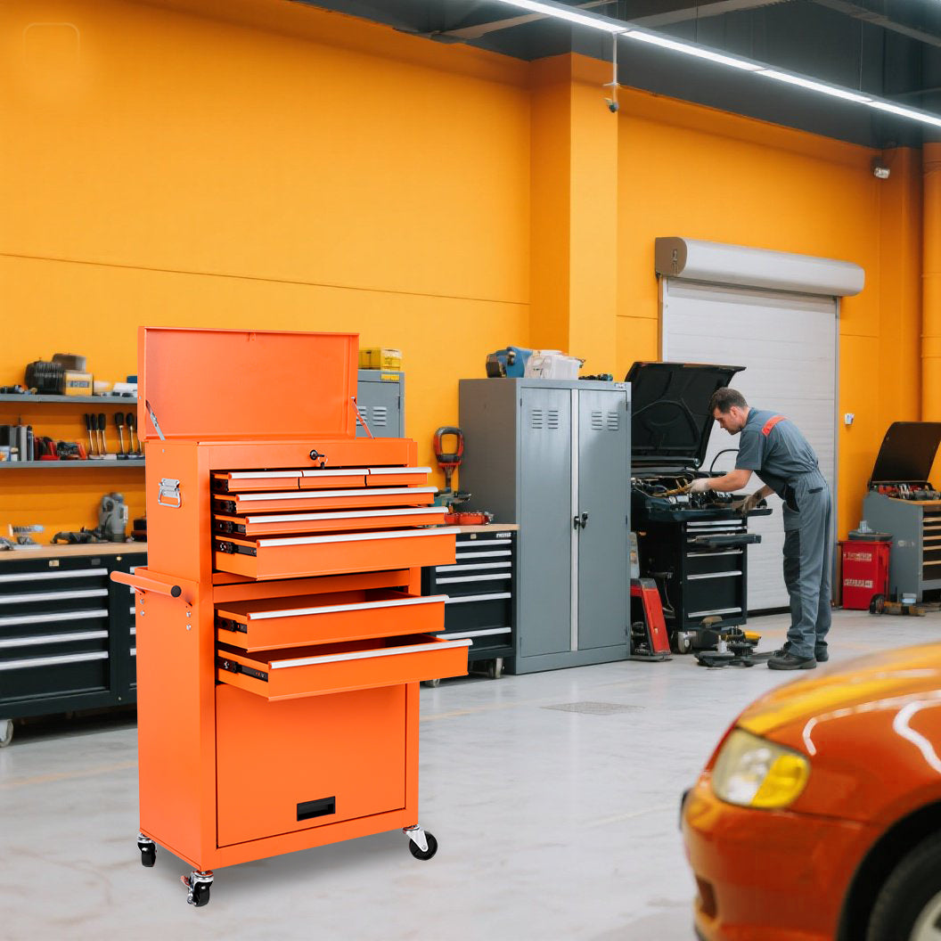 8-Drawer Rolling Tool Storage Cabinet with 2-in-1 Top Tool Box