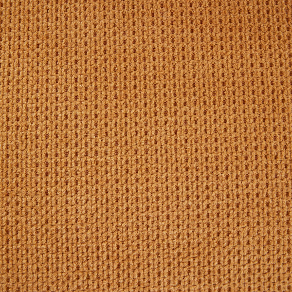 Close-up texture of the mustard yellow rayon cloth flocking linen fabric used in the Set of 2 Dining Chairs.