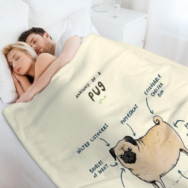 Anatomy of A Pug Throw Blanket