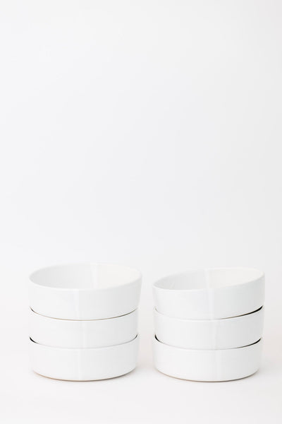 Sonnet Stoneware Bowl - Matte White/Glossy White - Set of 6