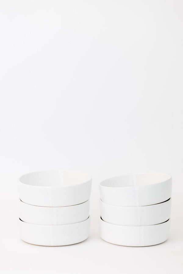 Sonnet Stoneware Bowl - Matte White/Glossy White - Set of 6