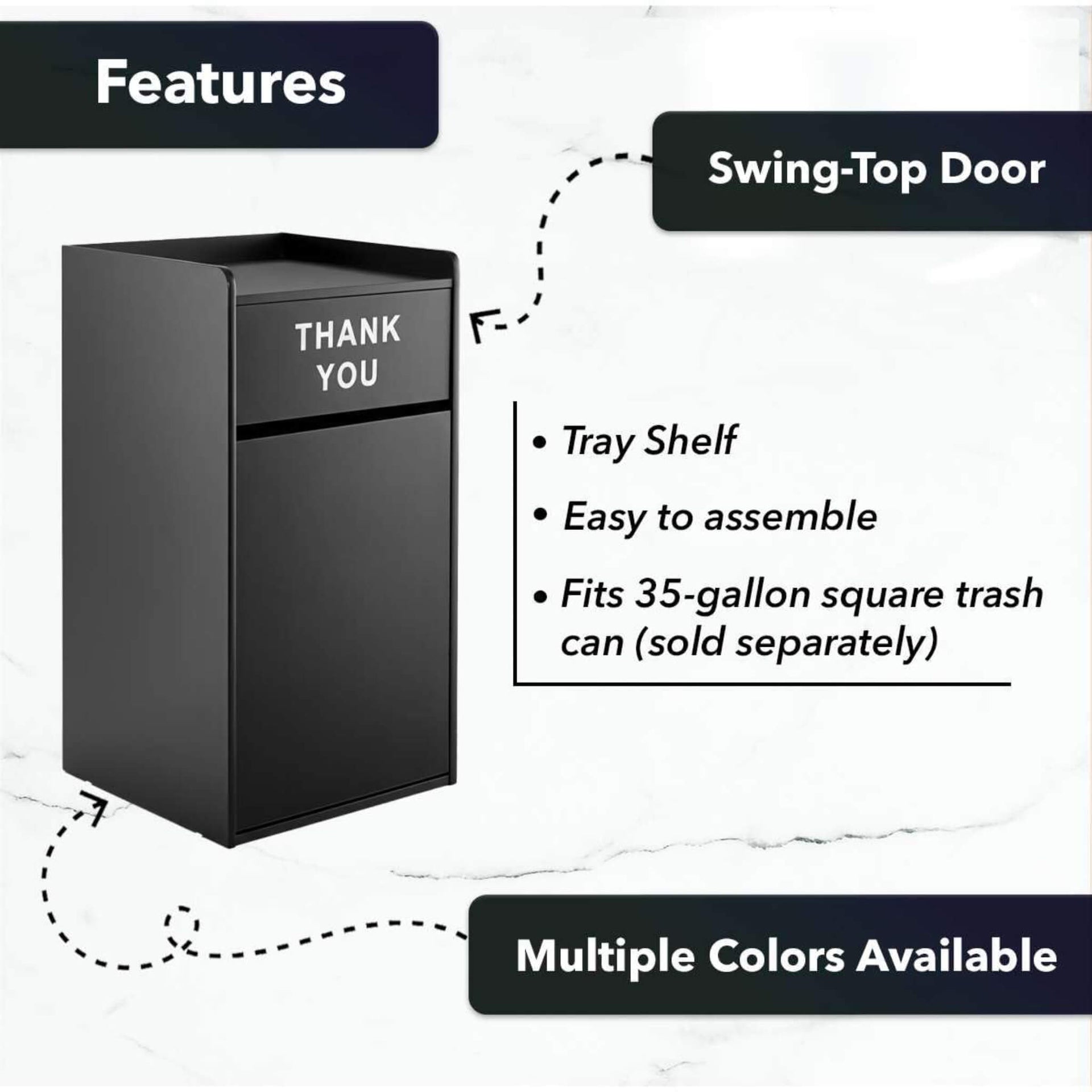 35-Gallon Wood Trash Can With Swing Door & Tray Shelf [No Trash Bin] (SAK62940)