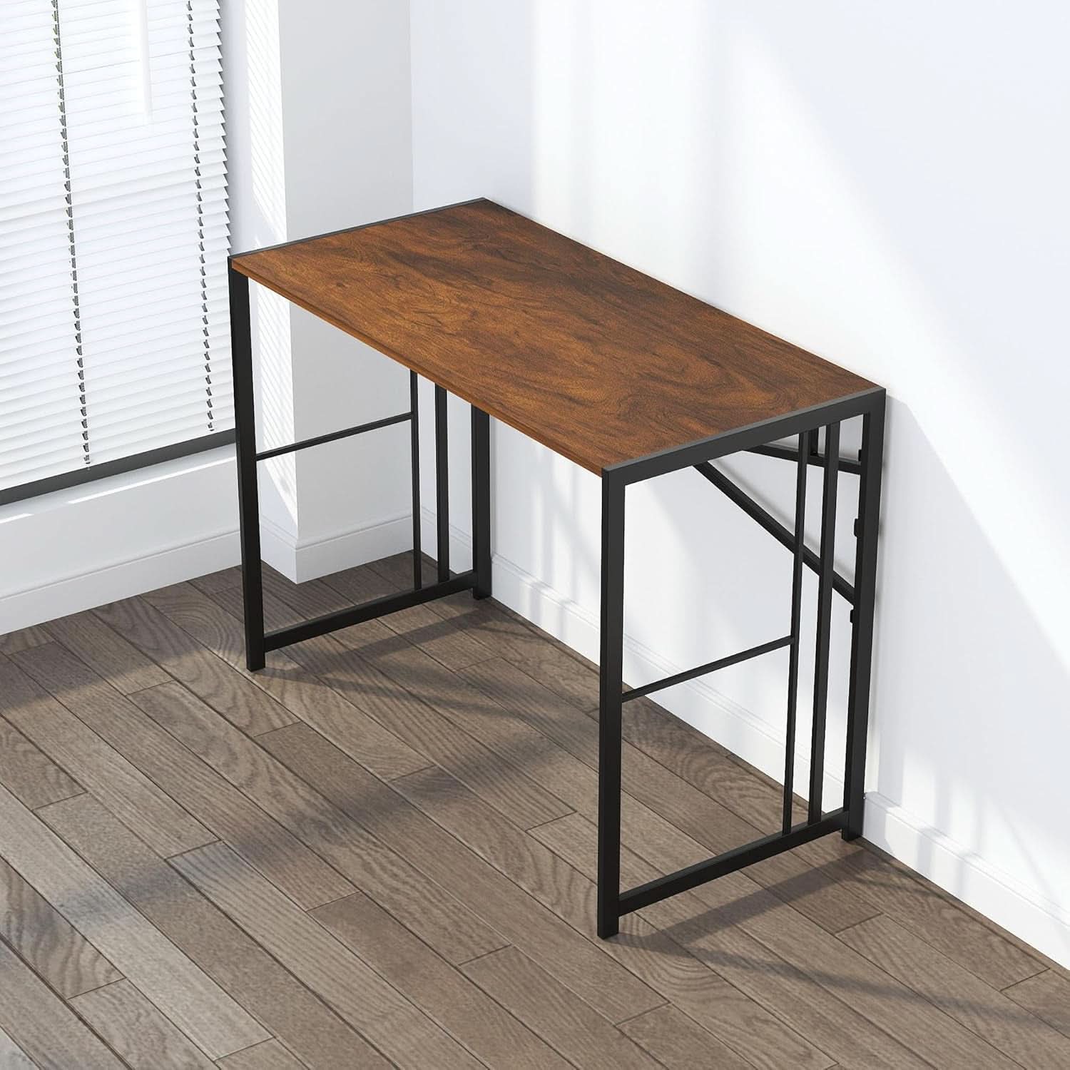 35 Inch Folding Computer Desk For Small Spaces Mahogany