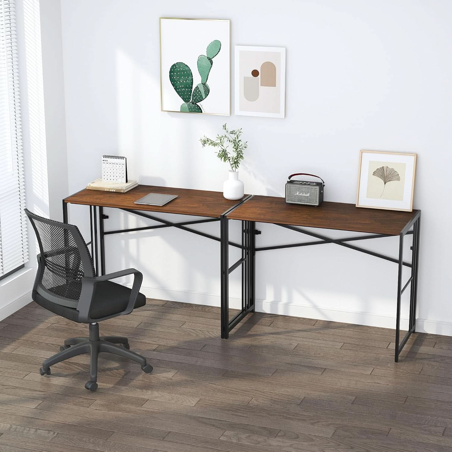35 Inch Folding Computer Desk For Small Spaces Mahogany