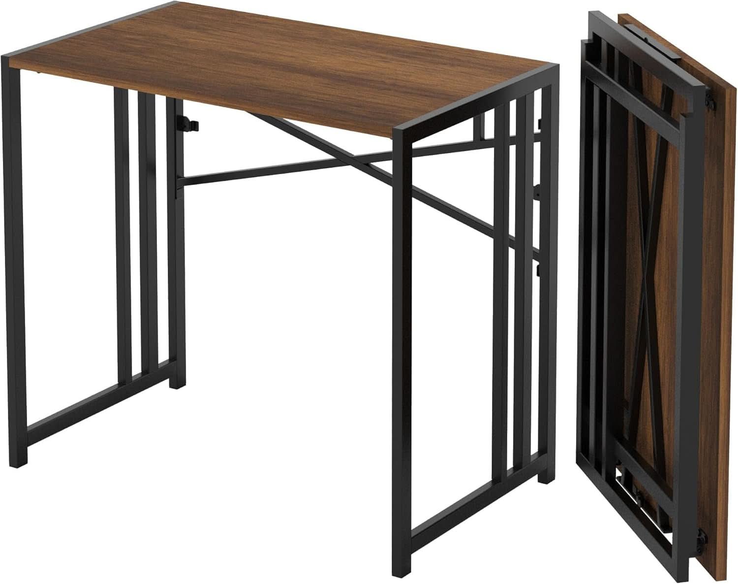35 Inch Folding Computer Desk For Small Spaces Mahogany