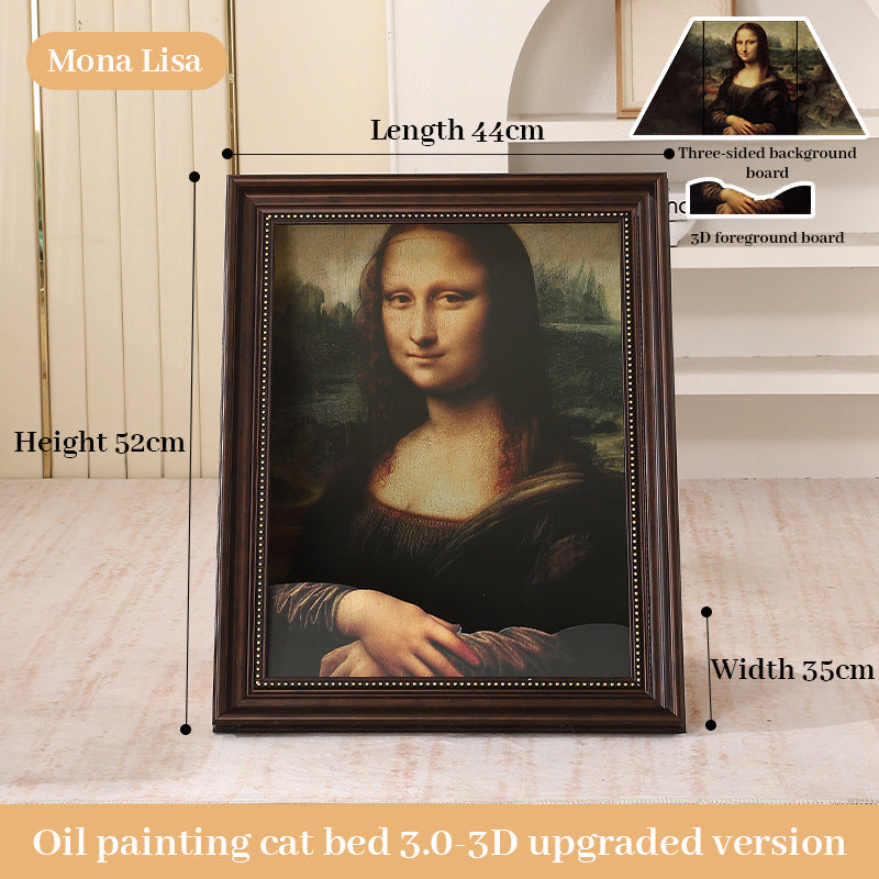 3D Mona Lisa Cat Scratcher with Removable Oil Painting Frame