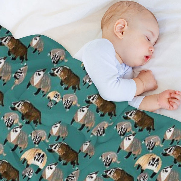 American Badger Running Travel-friendly Throw Blanket