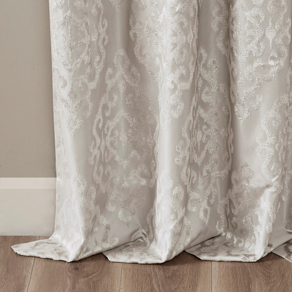 Mirage Knitted Jacquard Damask Total Blackout Grommet Top Curtain Panel by SunSmart - Gifts for You 'n Me