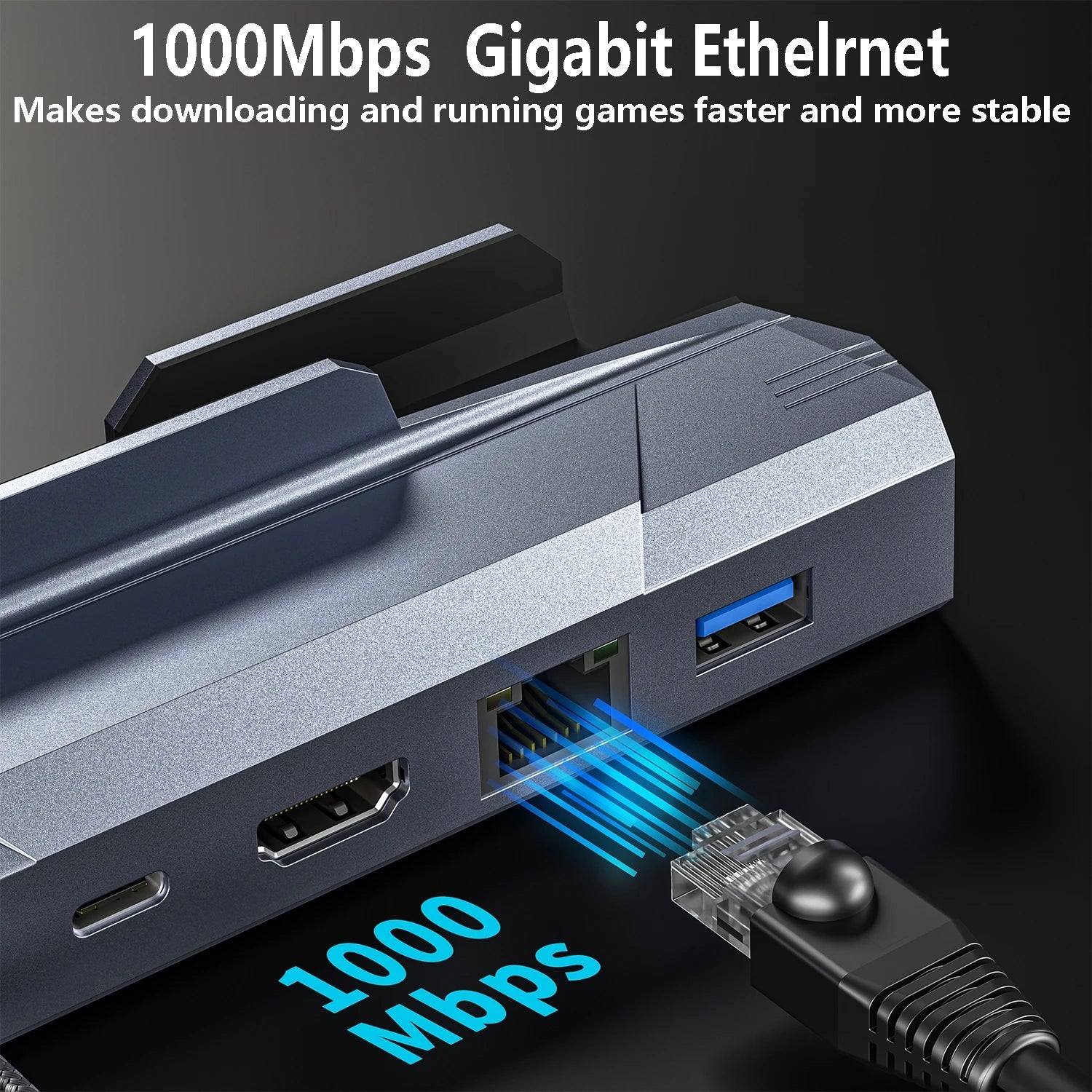 Steam Deck Dock 6 in 1 Steam Deck Rog Ally Docking Station Stand Accessories 3*USB 3.0 HDMI 4K@60Hz Gigabit Ethernet PD 100W Hub