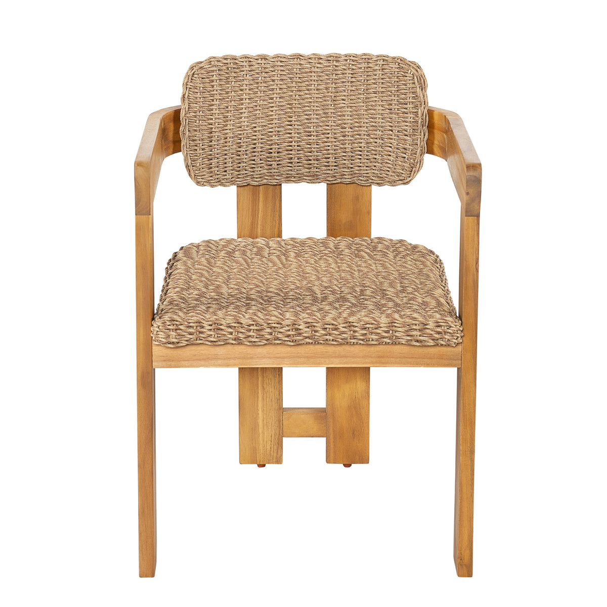 Outdoor Acacia Wood Dining Chair with Handwoven Rattan Seat and Back