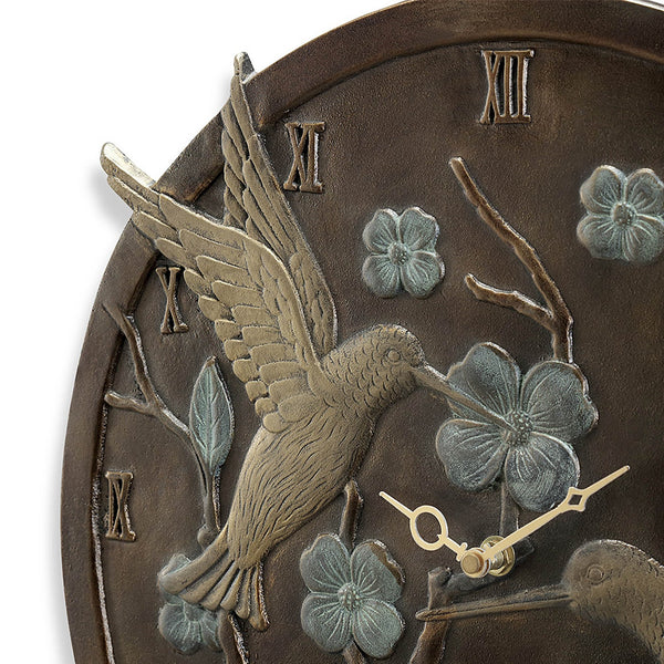 Hummingbird Pair Wall Mounted Garden Clock and Thermometer - Gifts for You 'n Me