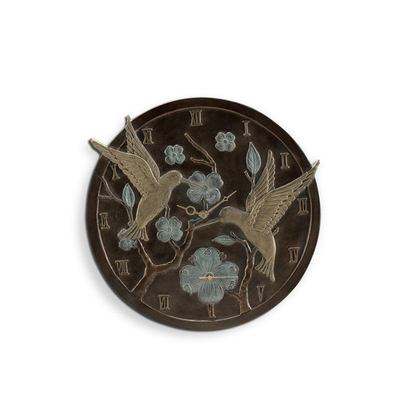 Hummingbird Pair Wall Mounted Garden Clock and Thermometer - Gifts for You 'n Me