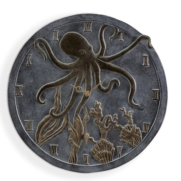 Octopus Wall Mounted Garden Clock and Thermometer - Gifts for You 'n Me