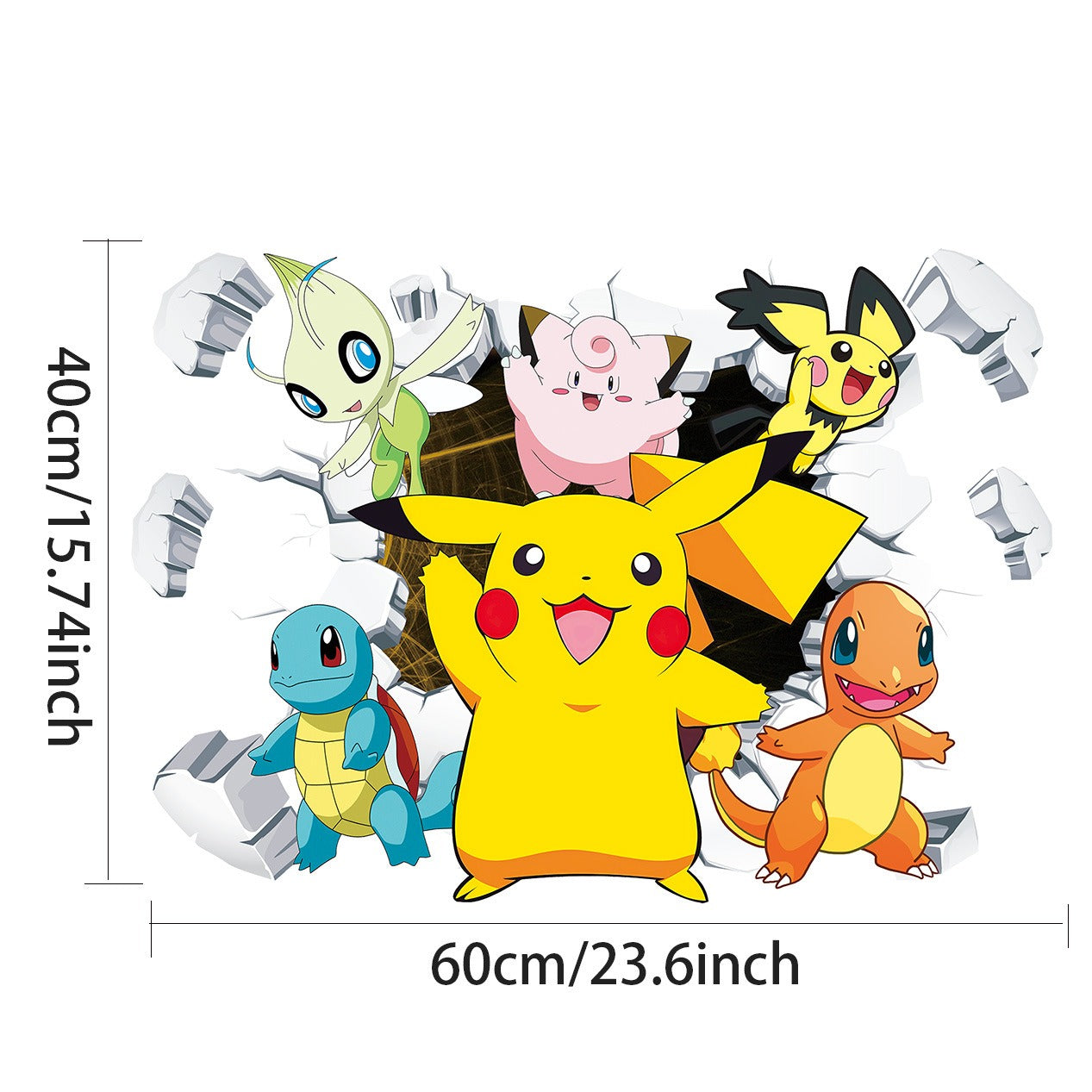 Cartoon anime children's room decoration wall sticker self-adhesive 3D Pikachu Digimon PVC sticker poster wall decoration