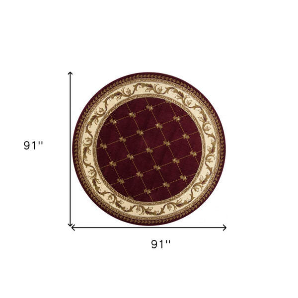 2' X 3' Red Machine Woven Hand Carved Fleur De Lis Indoor Accent Rug