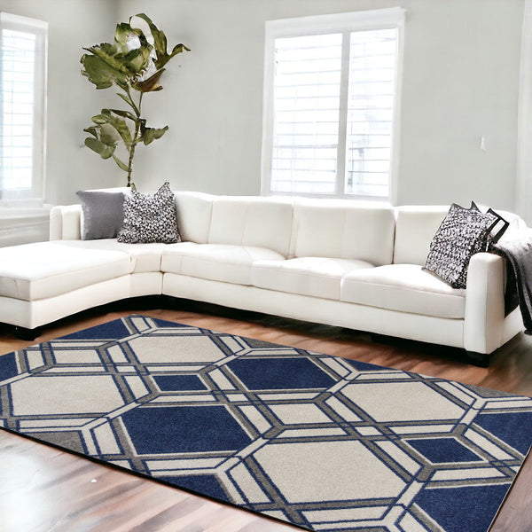 2' X 3' Blue Geometric Area Rug