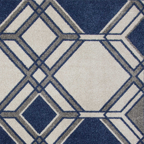 2' X 3' Blue Geometric Area Rug