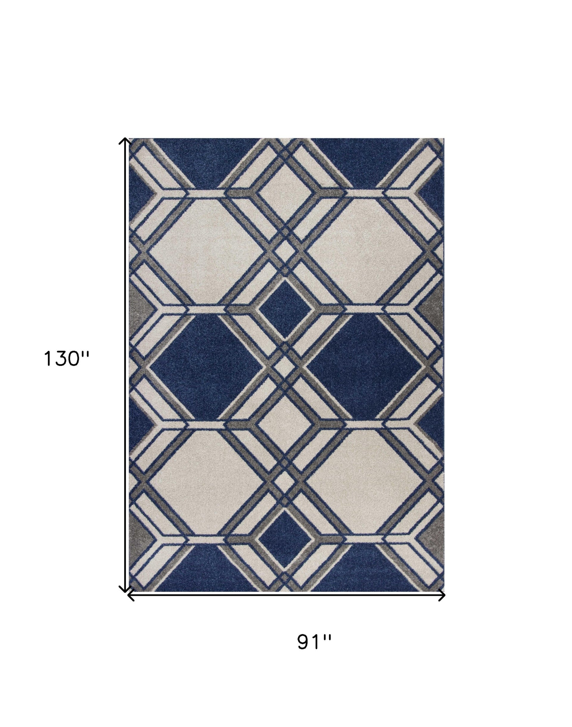 2' X 3' Blue Geometric Area Rug