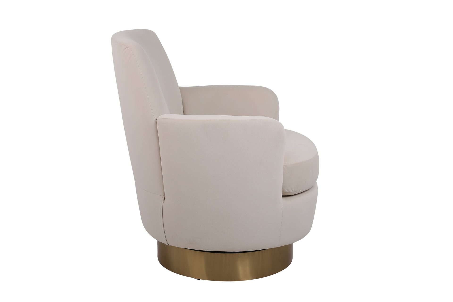 Beige Orange Velvet Swivel Barrel Chair