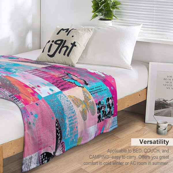 Y2K Hot Pink Retro Butterflies Collage Durable Throw Blanket