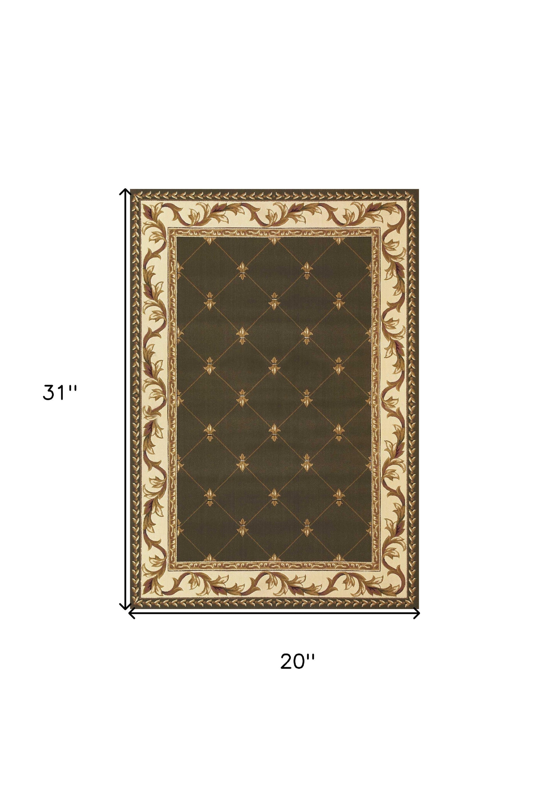 2' X 3' Green and Ivory Trellis Area Rug