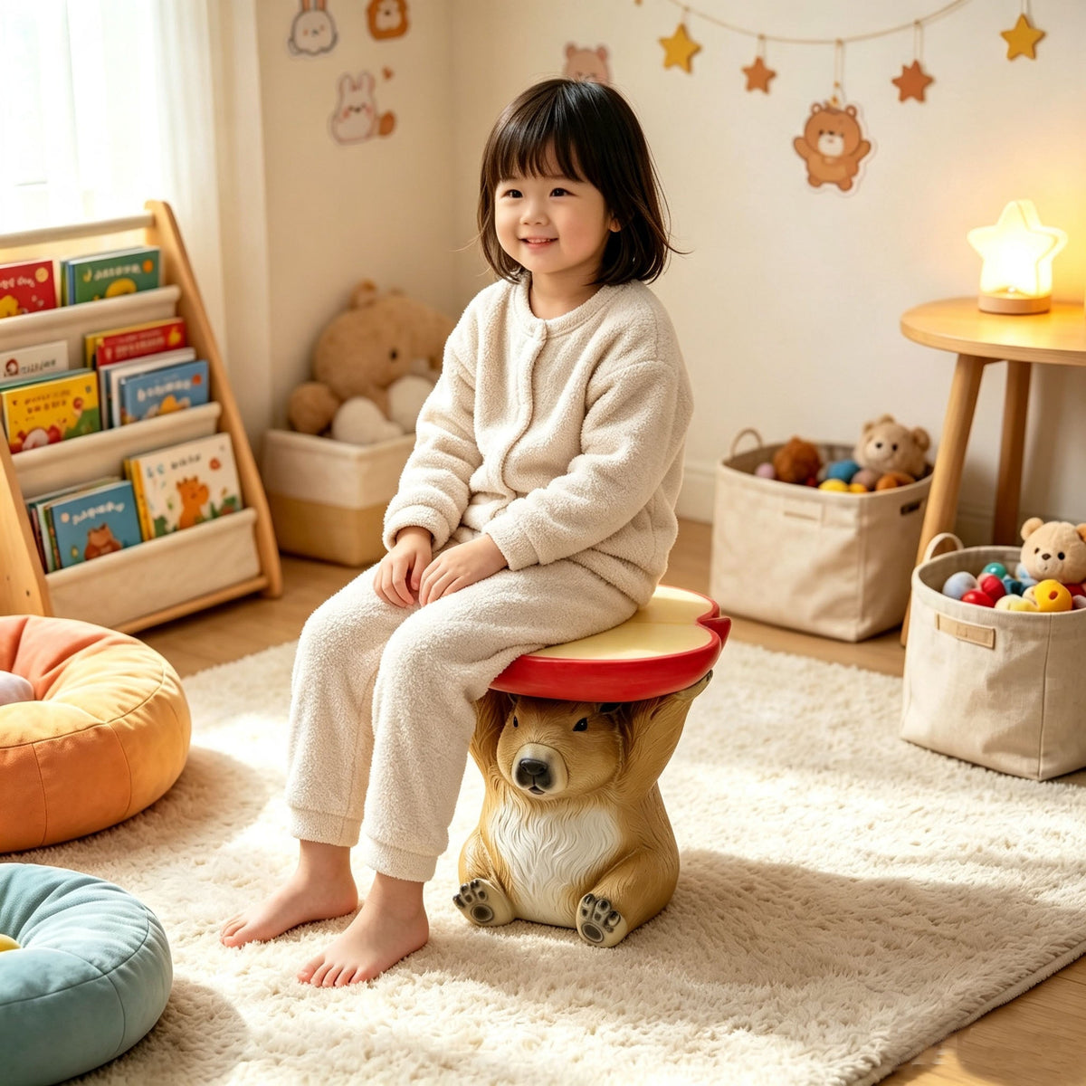 14'' Capybara Holding Apple Slice Stool