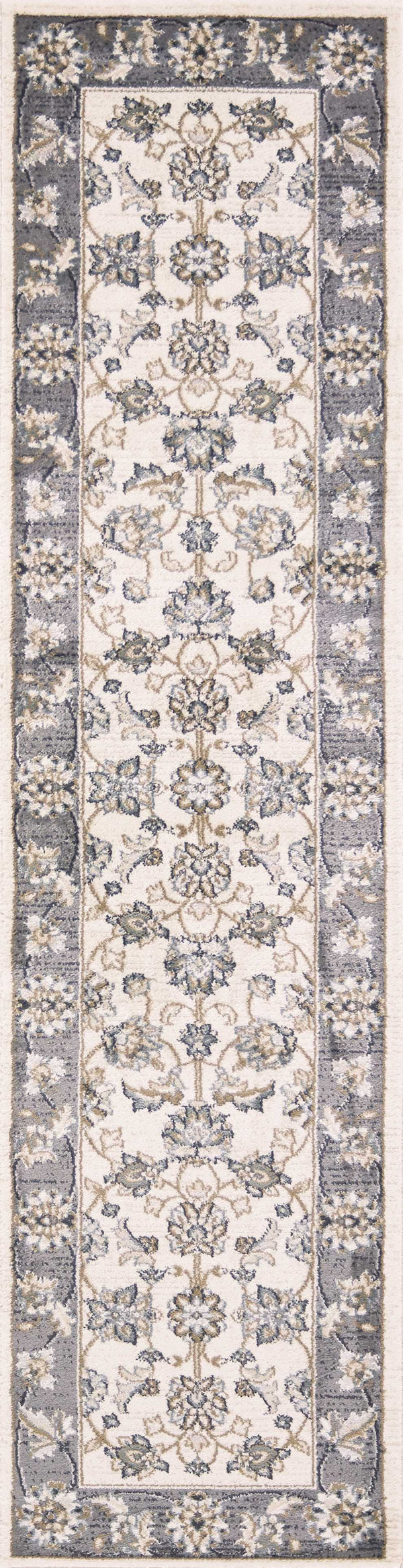 3' X 5' Gray and Ivory Floral Area Rug