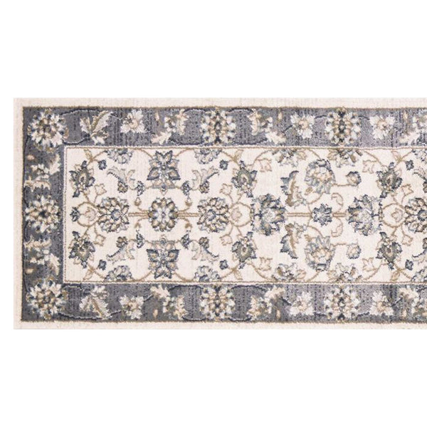3' X 5' Gray and Ivory Floral Area Rug