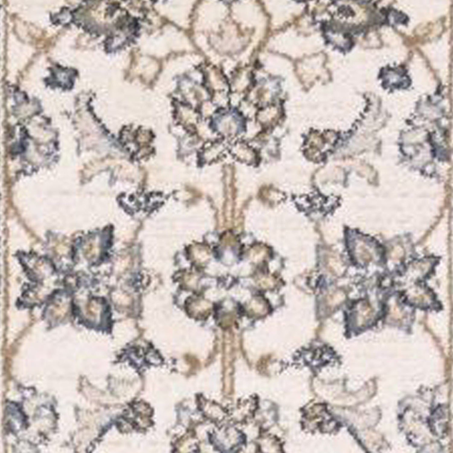 3' X 5' Gray and Ivory Floral Area Rug