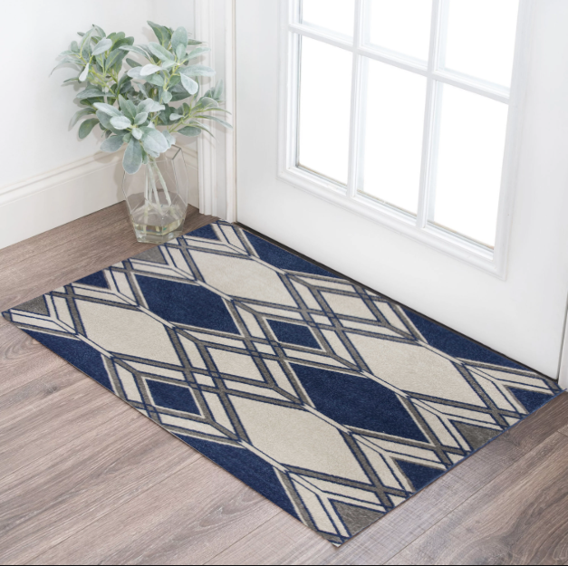 2' X 3' Blue Geometric Area Rug