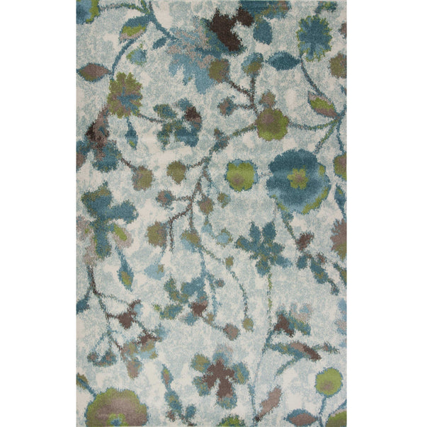 3' X 5' Teal Floral Vines Area Rug
