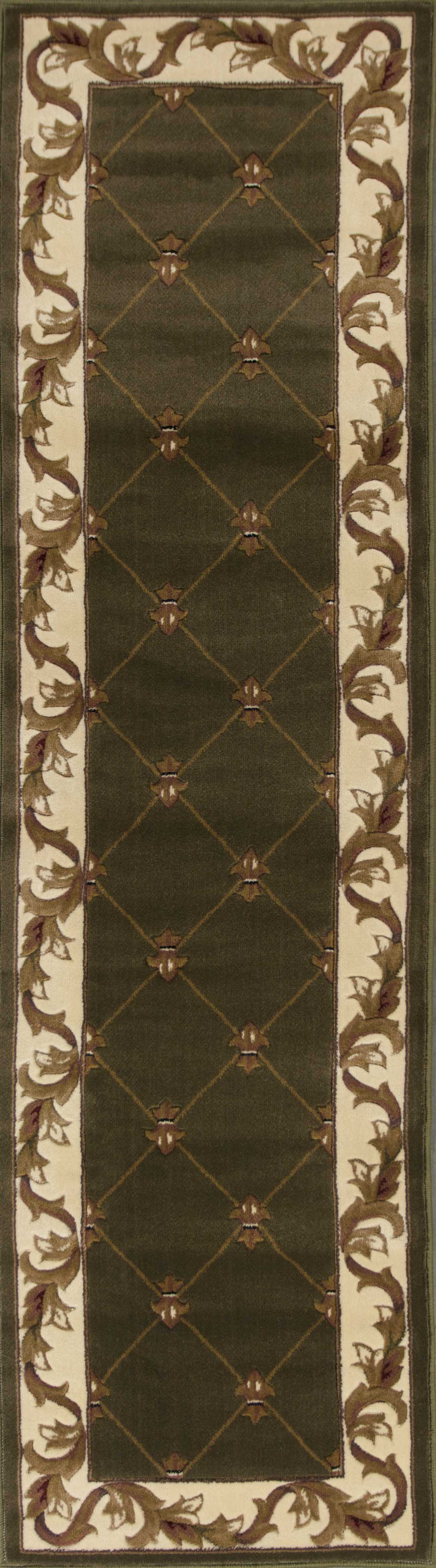 2' X 3' Green and Ivory Trellis Area Rug