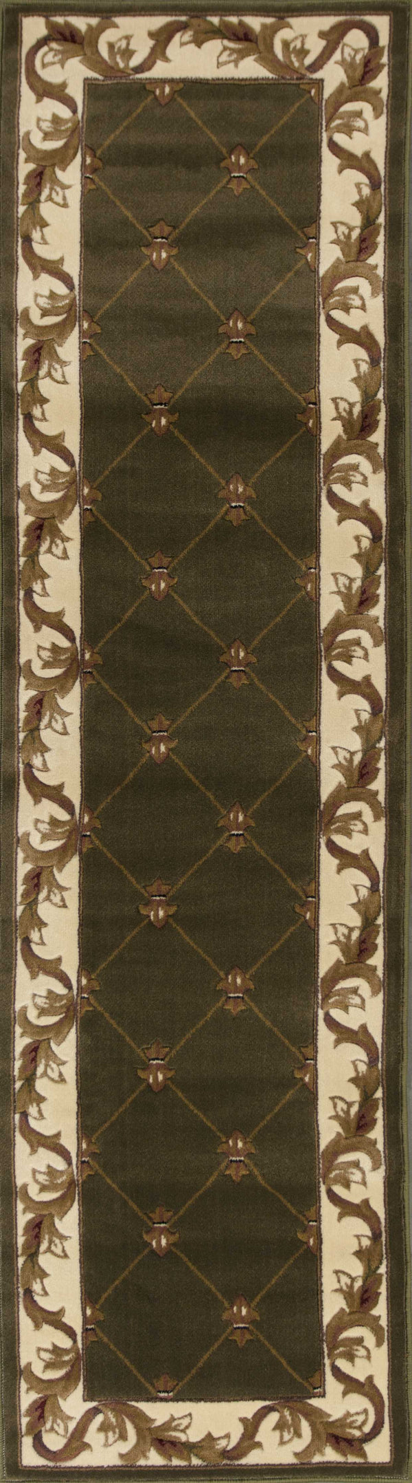 2' X 3' Green and Ivory Trellis Area Rug