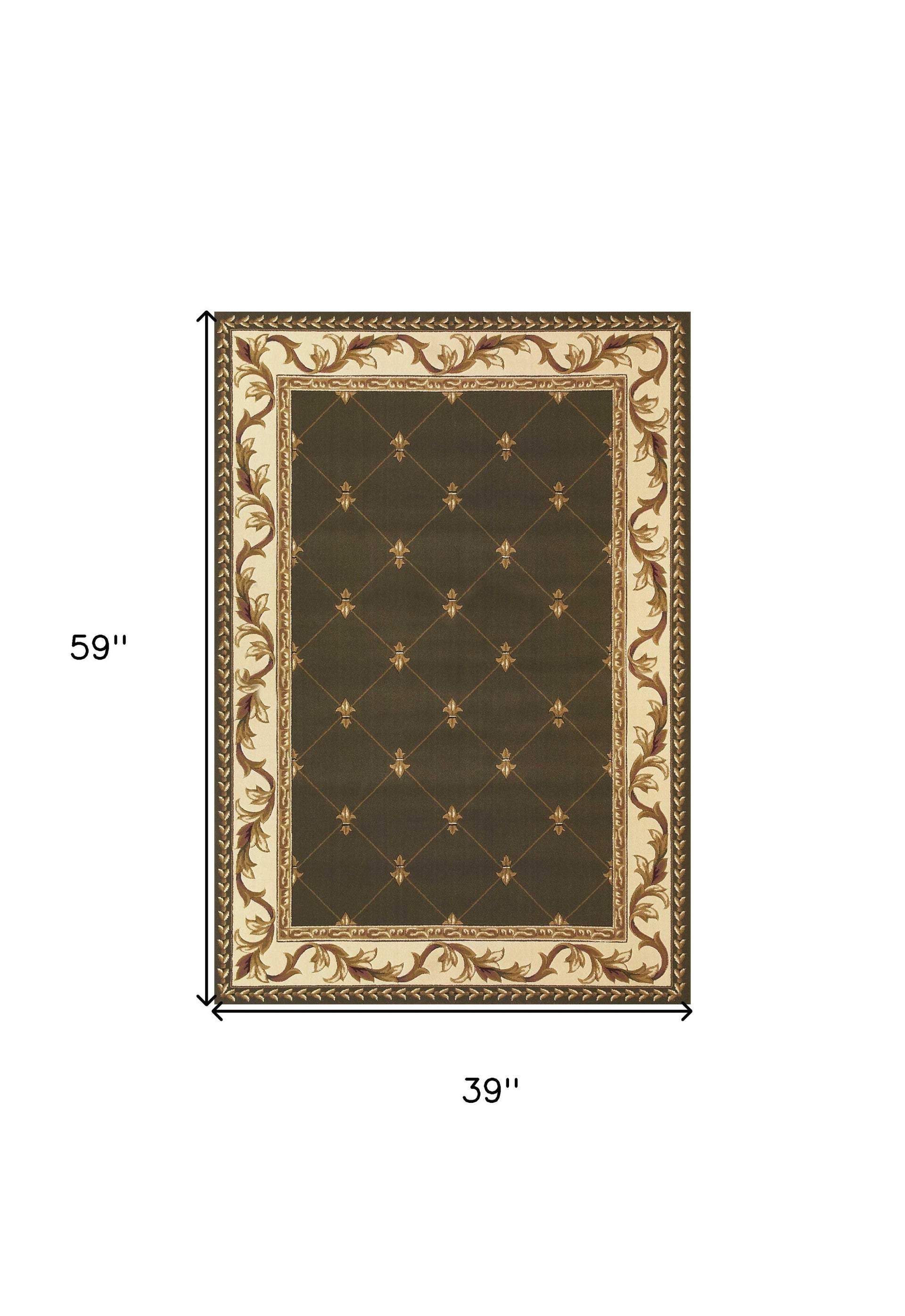 2' X 3' Green and Ivory Trellis Area Rug