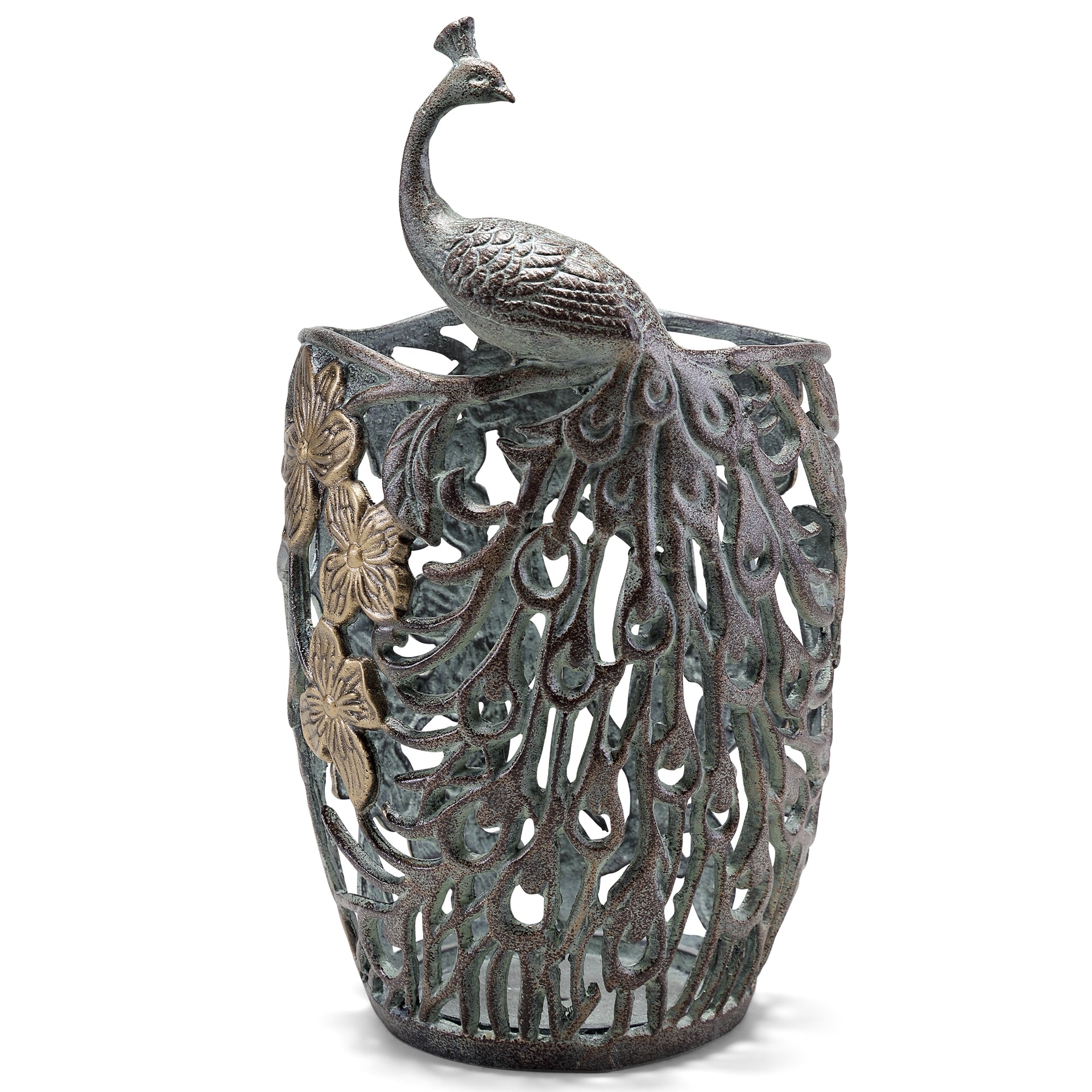Peacock and Leaves Candleholder