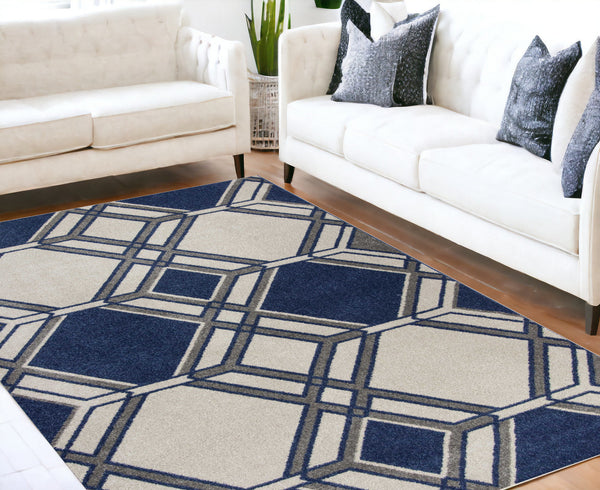 2' X 3' Blue Geometric Area Rug