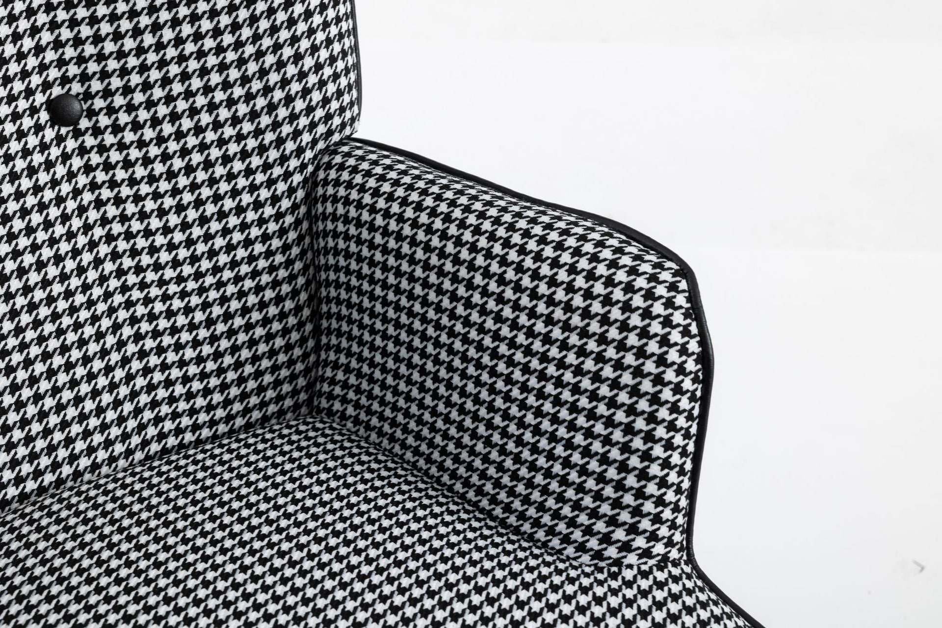 35.5 inch Rocking Chair, Soft Houndstooth Fabric Leather Fabric Rocking Chair for Nursery, Comfy Wingback Glider Rocker with Safe Solid Wood Base for Living Room Bedroom Balcony