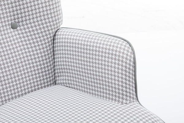 35.5 inch Rocking Chair, Soft Houndstooth Fabric Leather Fabric Rocking Chair for Nursery, Comfy Wingback Glider Rocker with Safe Solid Wood Base for Living Room Bedroom Balcony