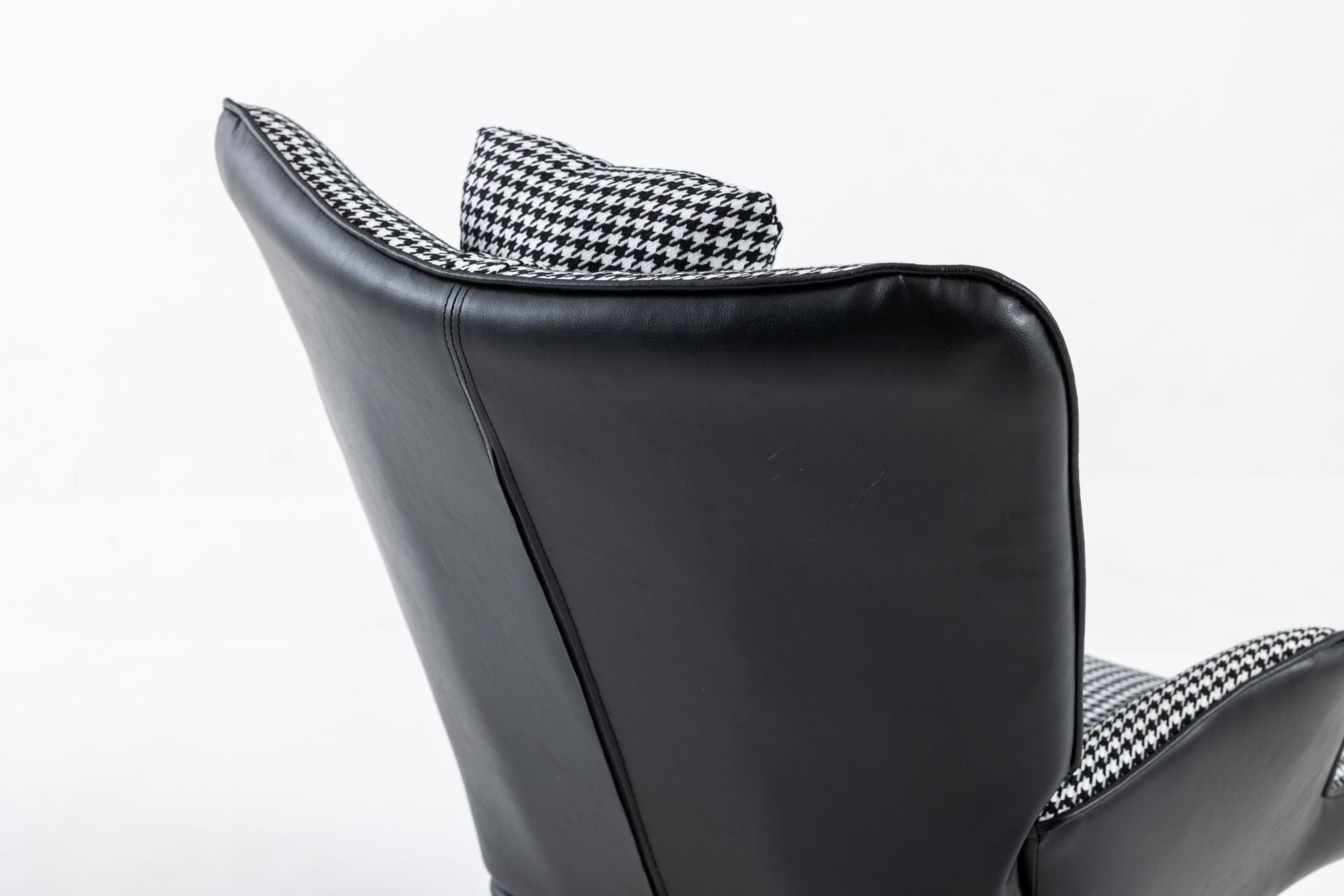 35.5 inch Rocking Chair, Soft Houndstooth Fabric Leather Fabric Rocking Chair for Nursery, Comfy Wingback Glider Rocker with Safe Solid Wood Base for Living Room Bedroom Balcony