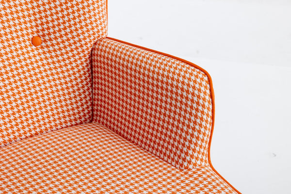 35.5 inch Rocking Chair, Soft Houndstooth Fabric Leather Fabric Rocking Chair for Nursery, Comfy Wingback Glider Rocker with Safe Solid Wood Base for Living Room Bedroom Balcony