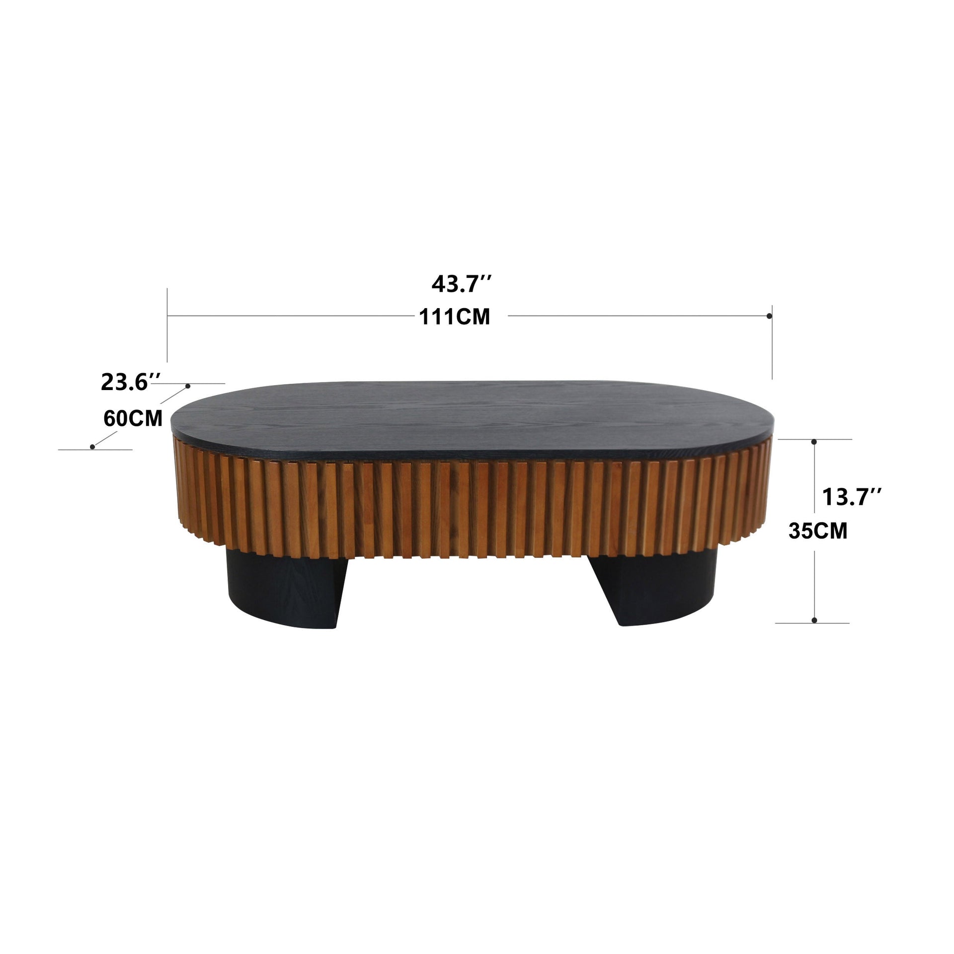 French Inspired Elliptical Living Room Coffee Table with Hidden Storage