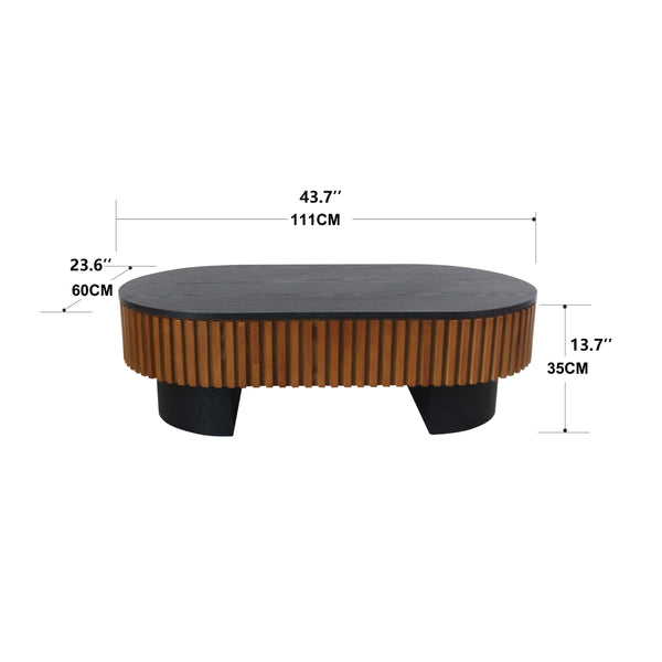 French Inspired Elliptical Living Room Coffee Table with Hidden Storage