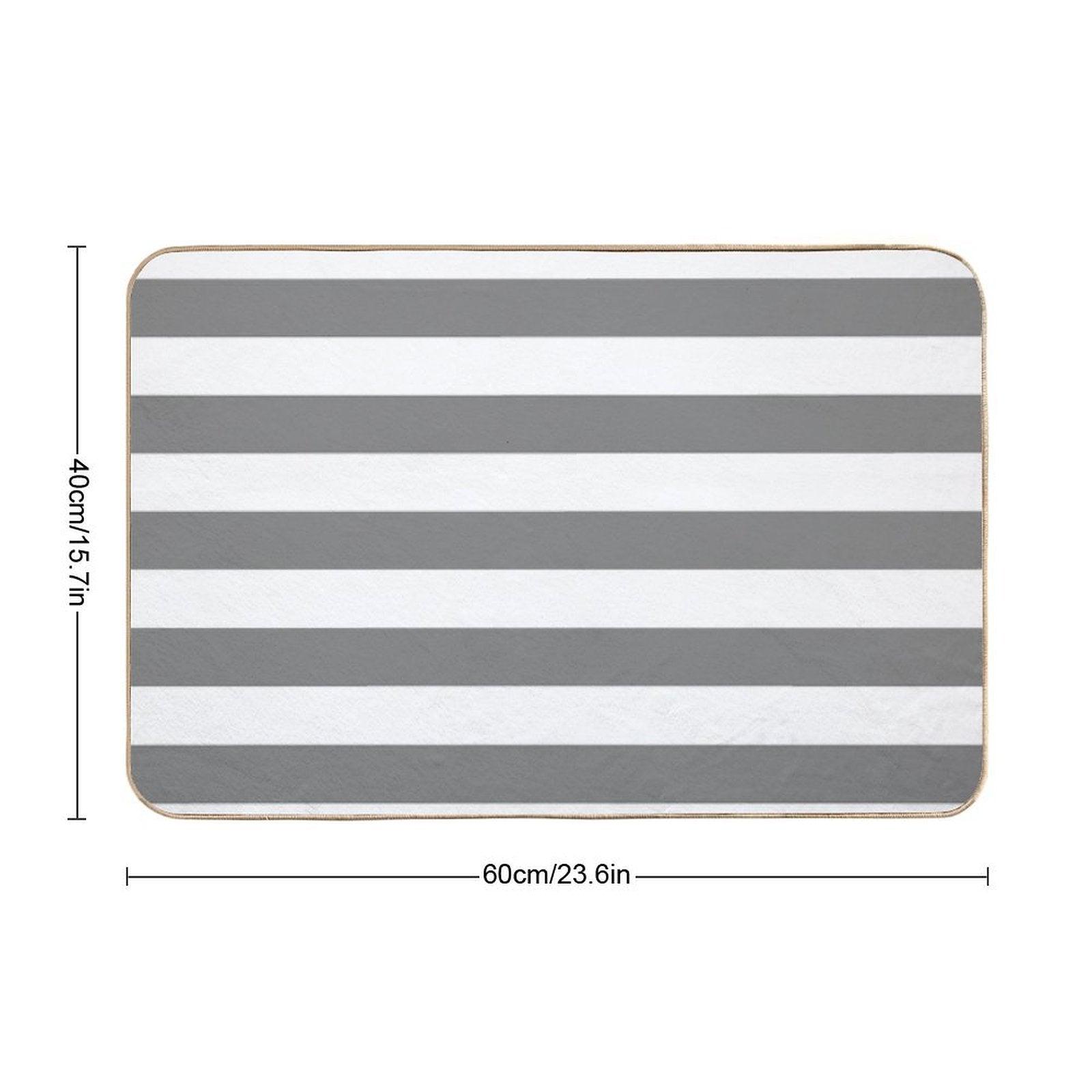 GRAY AND WHITE STRIPES Bath Mat
