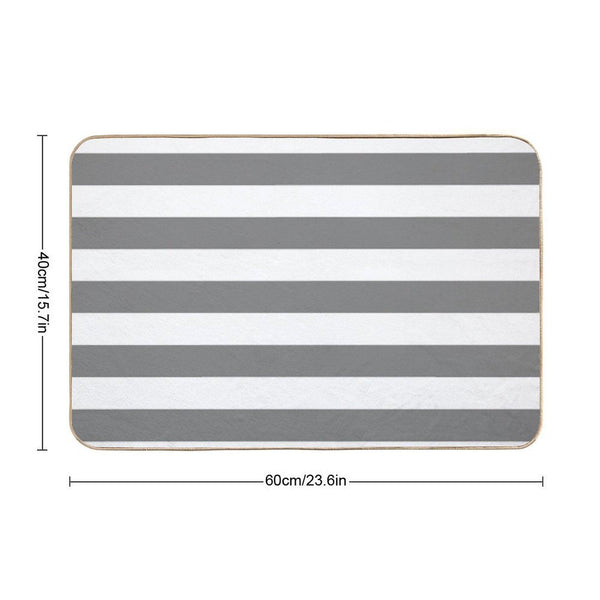 GRAY AND WHITE STRIPES Bath Mat