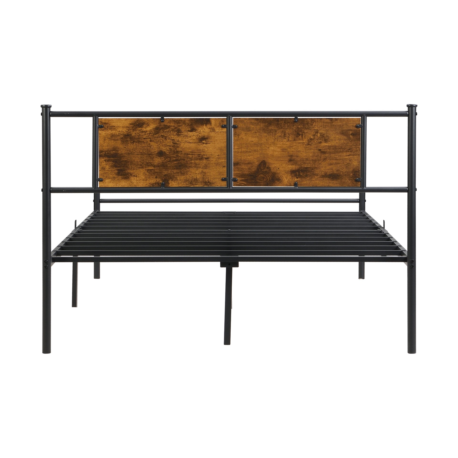 California King Bed Frame with Wood Panel Decoration